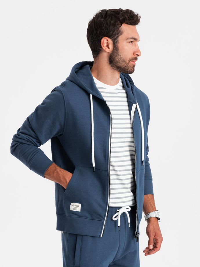 Set hanorac bărbați hanorac cu fermoar + pantaloni scurți - albastru închis V4 Z76