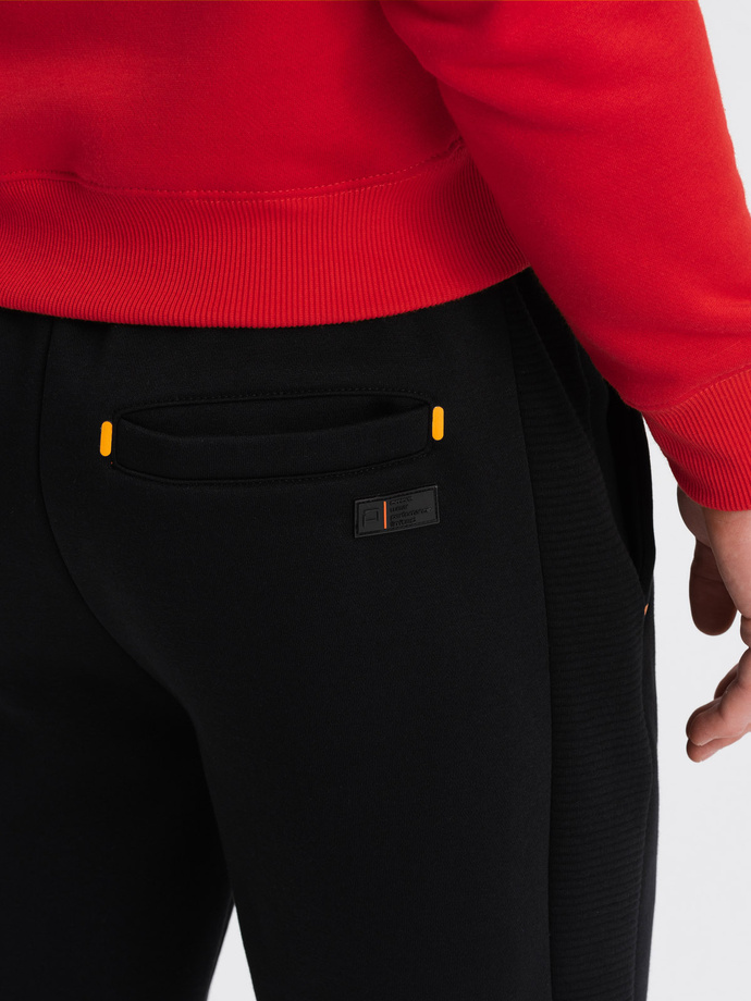 Men's sweatpants with contrast stitching - black V1 OM-PASK-0145