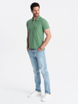 Men's BASIC single color pique knit polo shirt - green V11 OM-POBS-0100
