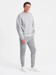 Men's sweatpants with ottoman fabric inserts - gray V5 OM-PASK-0127