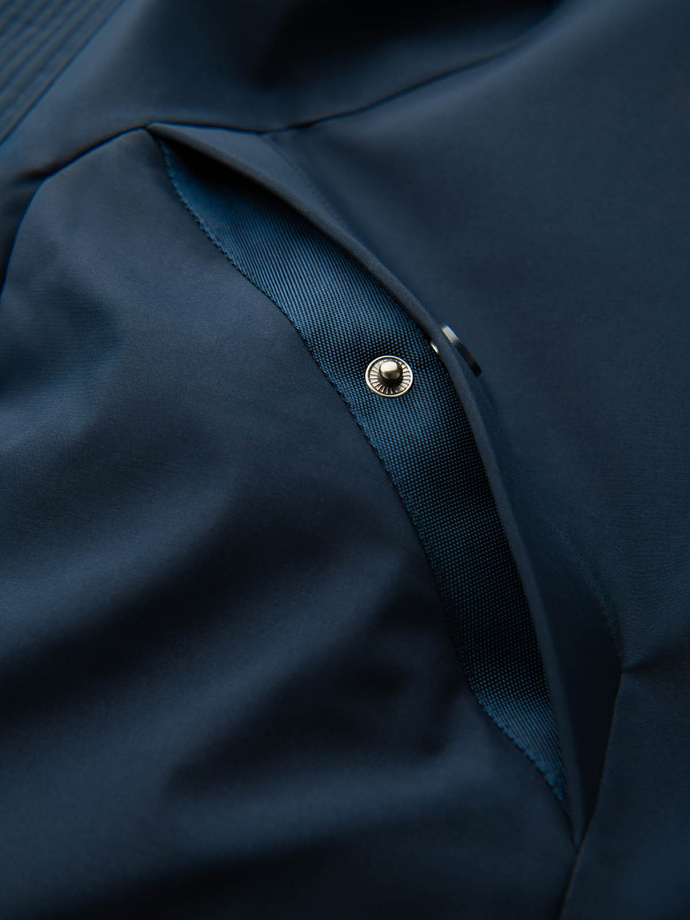 Men's long seasonal outdoor style jacket - navy blue V2 OM-JALJ-0202