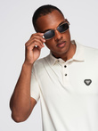Men's stylish stretch fabric polo shirt - cream V2 OM-POSS-0150