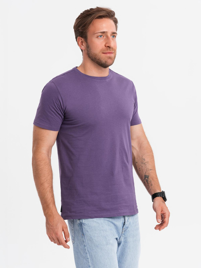 Tricou clasic BASIC din bumbac pentru bărbați - violet V13 OM-TSBS-0146