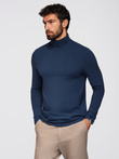 Men's plain turtleneck longsleeve - navy blue V2 OM-LSCL-0130