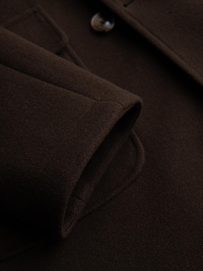 Pánsky dvojradový kabát s ozdobnými gombíkmi - tmavohnedý V3 OM-COWC-0137