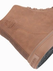 Men's high-top sneakers with matte texture and embossed logo - light brown V3 OM-FOTH-0185