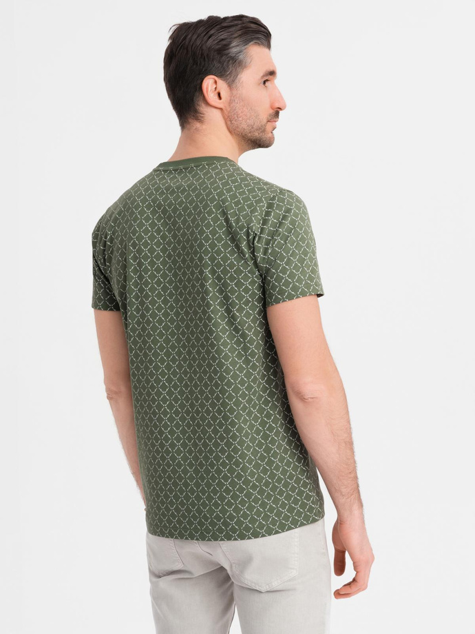 Tricou din bumbac imprimat cu decolteu rotund - negru V2 OM-TSFP-0225