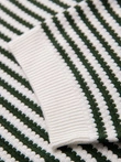 Men's knitted buttonless polo shirt with navy stripes - white and olive V3 OM-POSS-0161