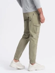 Men's JOGGERS pants with zippered cargo pockets - khaki V1 OM-PAJO-0123