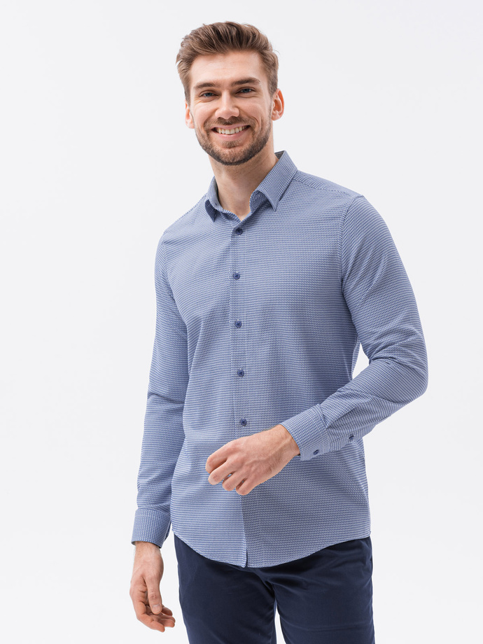 Men's shirt with long sleeves - navy K623