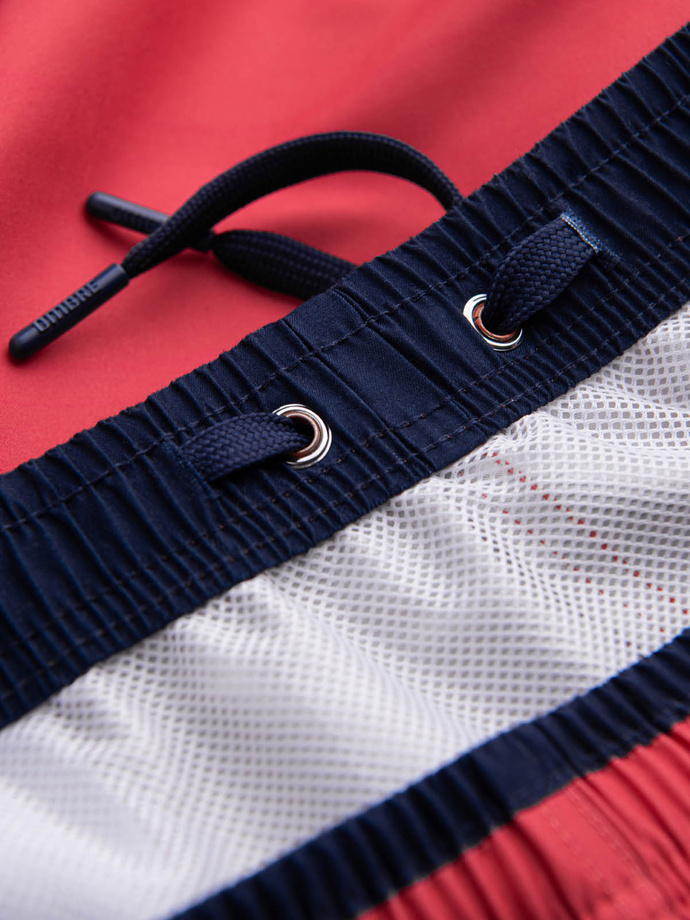 Men's two-tone ribbed swim shorts - coral V4 OM-SRBS-0141