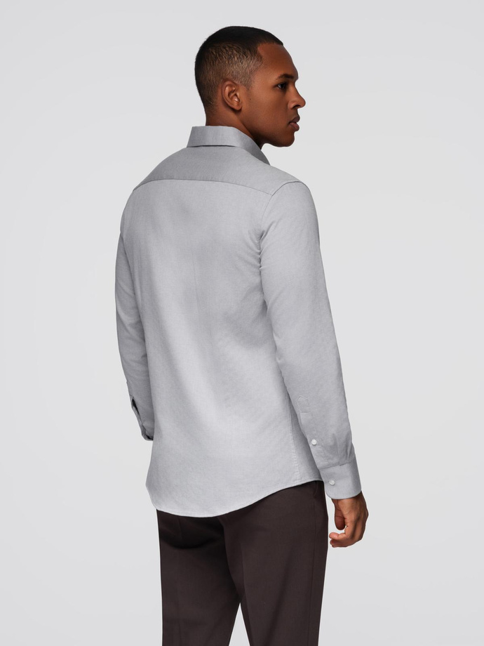 Cămașă SLIM FIT pentru bărbați din material decorativ - gri V2 OM-SHCS-0175