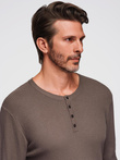 Men's ribbed sweater with buttons at the neckline - ash V4 OM-SWSW-0182