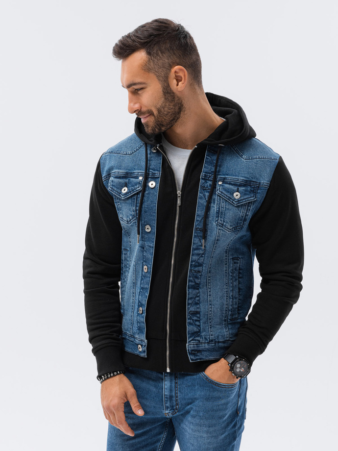 Jacheta de blugi mid-season barbati - denim/negru OM-JADJ-0124