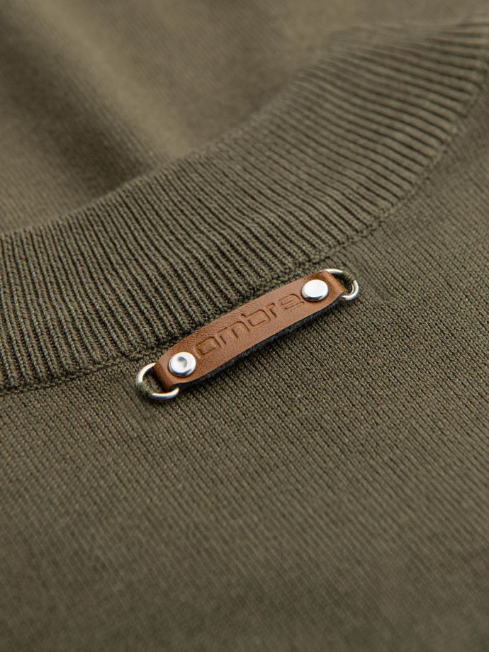 Men's sweater with viscose and spread neckline - olive V1 OM-SWZS-0124