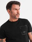Tricou bărbătesc din bumbac cu buzunar - negru V1 OM-TSPT-0154