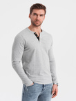 Men's longsleeve with buttons at the neckline - grey melange V8 OM-LSCL-0107