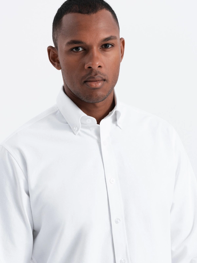 Men's classic cotton oxford REGULAR shirt - white V1 OM-SHOS-0114