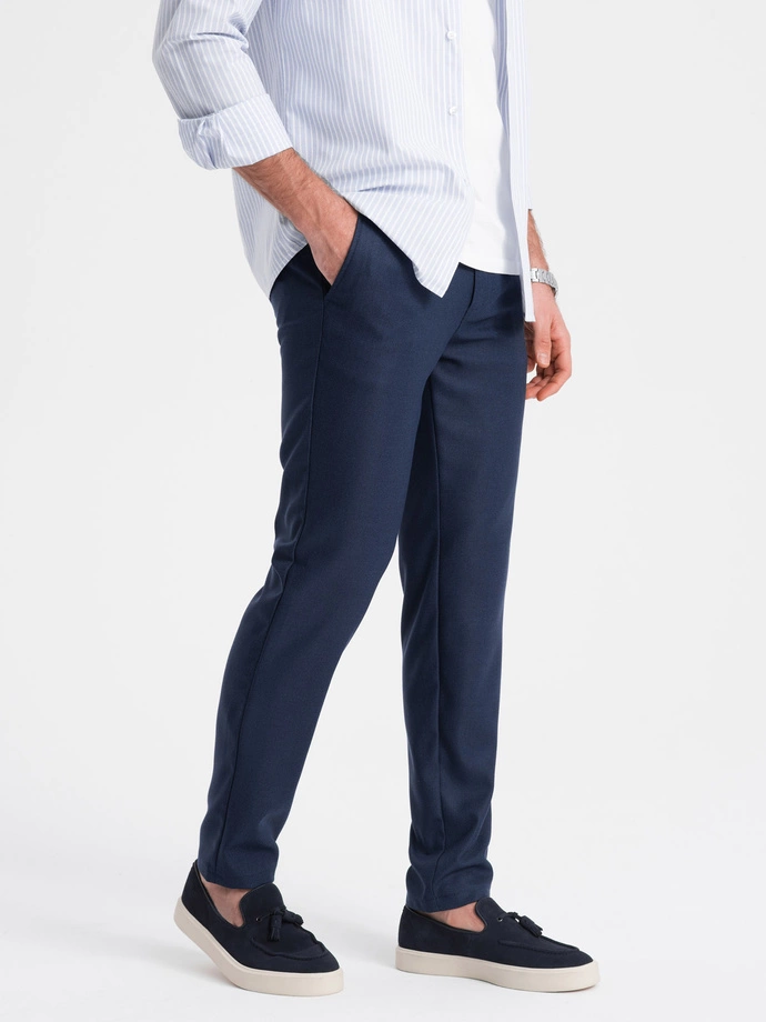 Vyriškos klasikinės chino kelnės SLIM FIT - tamsiai mėlynos V1 OM-PACP-0182