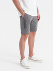 Fitted men's printed short sweat shorts - grey V3 OM-SRSK-0138