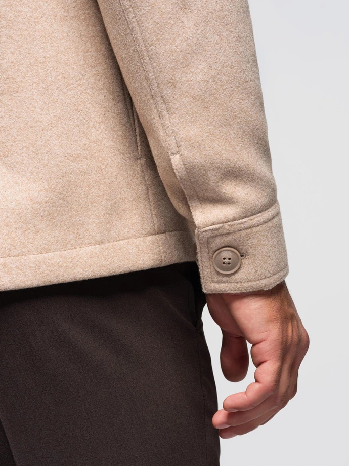 Jachetă cămașă bărbați - bej V1 OM-JANP-0291