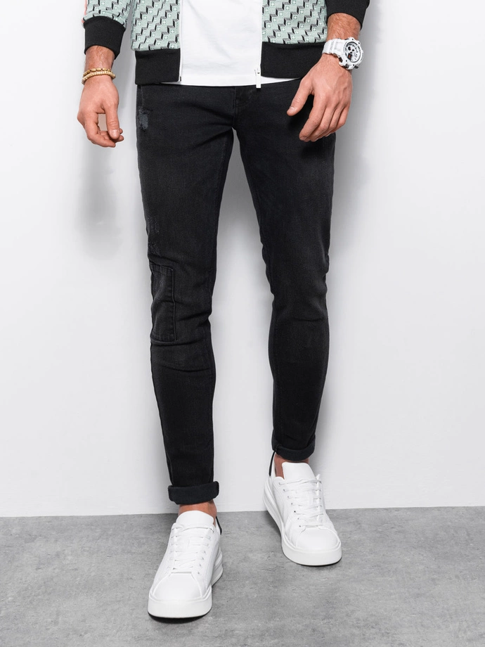 Pantaloni tip barbati SKINNY FIT - negru P1060