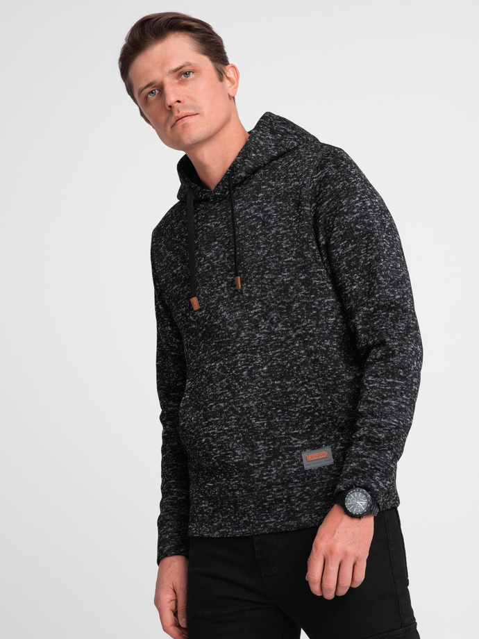 Men's non-stretch kangaroo hooded sweatshirt - graphite melange V2 B1675