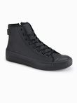 Men's high top sneakers with zipper for easy donning - black V1 OM-FOTH-0184