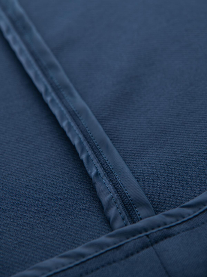 Men's SLIM knit jacket with subtle texture - dark blue V6 OM-BLZB-0101