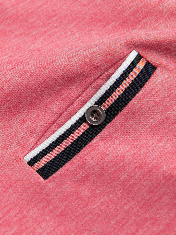 Tricou bărbătesc henley cu nervuri decorative - roșu V1 OM-TSCT-0175