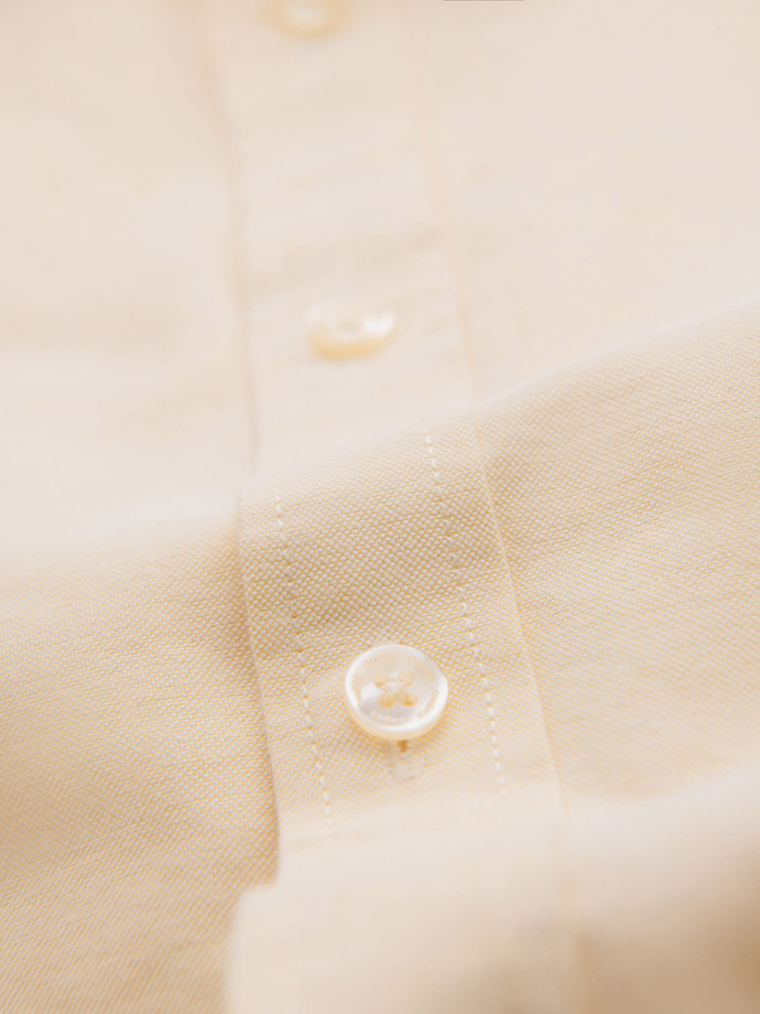 Pasteliniai medvilniniai vyriški marškiniai Oxford - šviesiai geltoni V3 OM-SHOS-0183