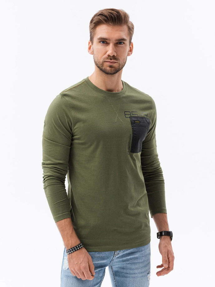 Men's printed longsleeve - olive L130