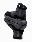 Men's ankle sneaker boots with sculpted sole - black V1 OM-FOBO-0122