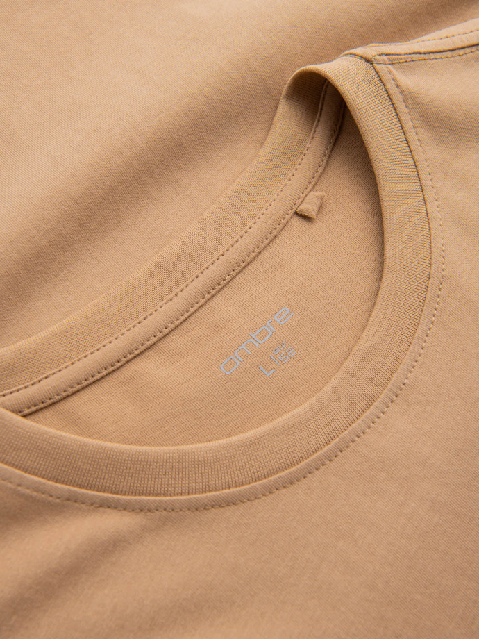 Tricou cu buzunare din bumbac Ombre Streetstyle pentru bărbați - nisip V6 OM-TSCT-0108