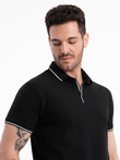 Men's pique knit polo shirt without buttons - black V2 OM-POSS-0110