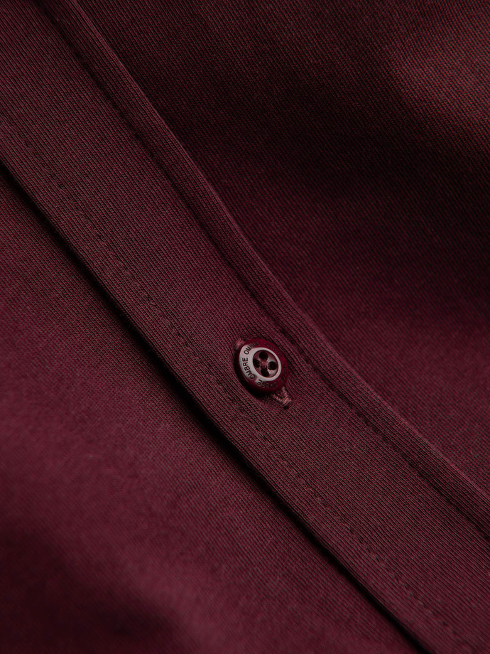 Cămașă bărbătească din bumbac REGULAR din tricot jerseu simplu - maro V3 OM-SHCS-0138