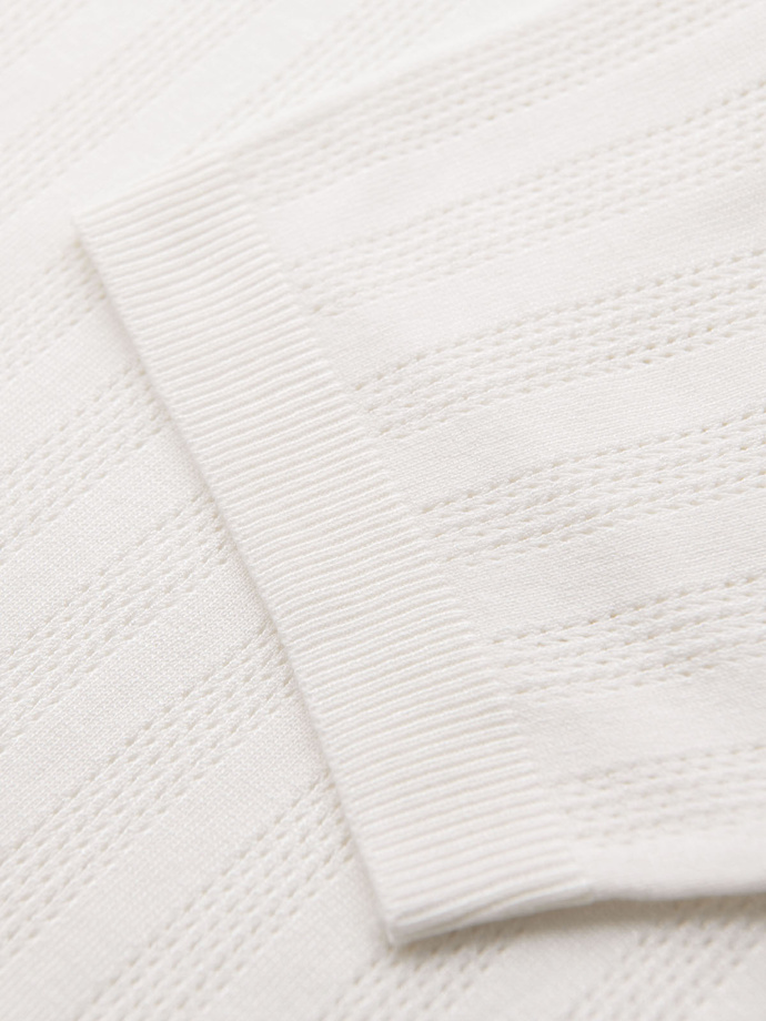 Pánska ažurová polokošeľa so zipsom pri výstrihu - biela V1 OM-POSS-0158