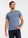 Set tricou cu gât rotund din bumbac pentru bărbați BASIC - alb/grafit/blue denim V8 OM-TSBS-0232