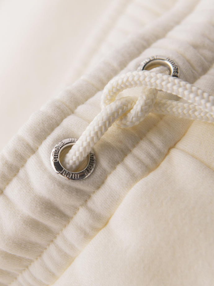 Vyriški sportiniai šortai su briaunuotu juosmeniu - kreminės spalvos V2 OU-SRBC-0101