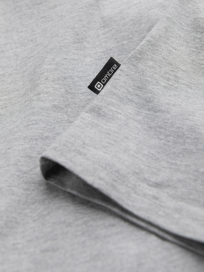 BASIC men's longsleeve with round neckline - grey melange V3 OM-LSBL-0106