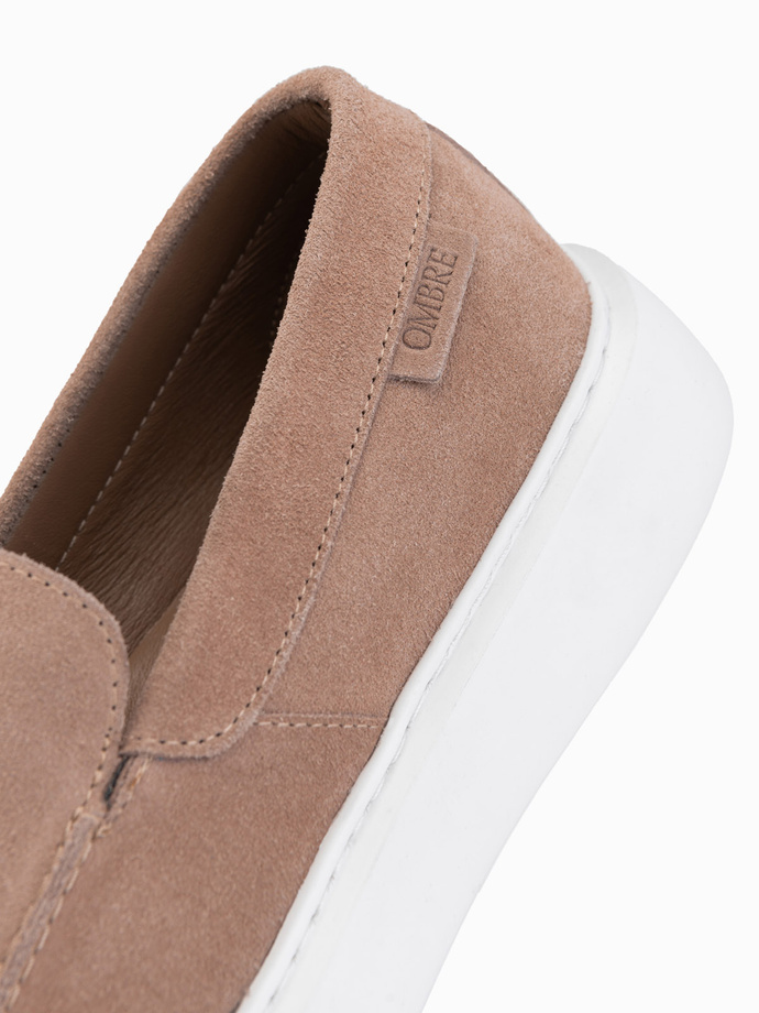 Men's slip on half shoes on thick sole - light brown V3 OM-FOCS-0152