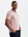 Men's t-shirt with raw finish - pink V5 OM-TSCT-22SS-004