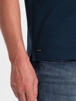 Tricou polo fără guler pentru bărbați - albastru marin V4 OM-TSCT-0156