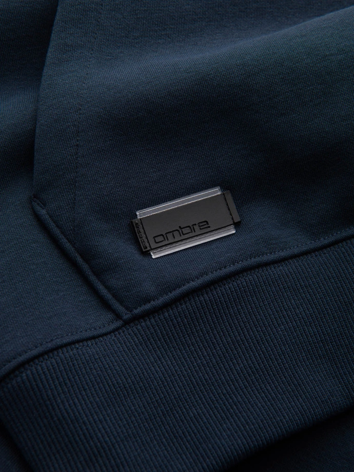 BASIC vyriški medvilniniai marškinėliai su gobtuvu - tamsiai mėlyni V1 OM-SSBN-0161