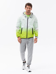 Jachetă sport pentru bărbați cu efect ombre - alb și verde lime V1 OM-JANP-0104