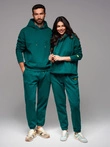 UNISEX sweatshirt set hoodie + drawstring pants in athleisure style - dark green V17 Z111