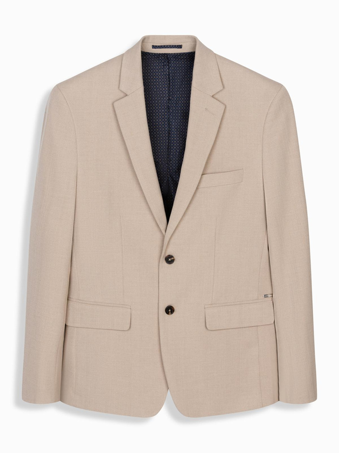 Elegantní pánská bunda SLIM FIT s rayonem - béžová V2 OM-BLZB-0135