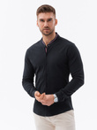 Cămașă bărbătească din bumbac SLIM FIT cu guler cu dungi colorate - negru V4 OM-SHCS-0178