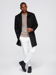 Fitted structured men's high collar coat - black V1 OM-COWC-0136