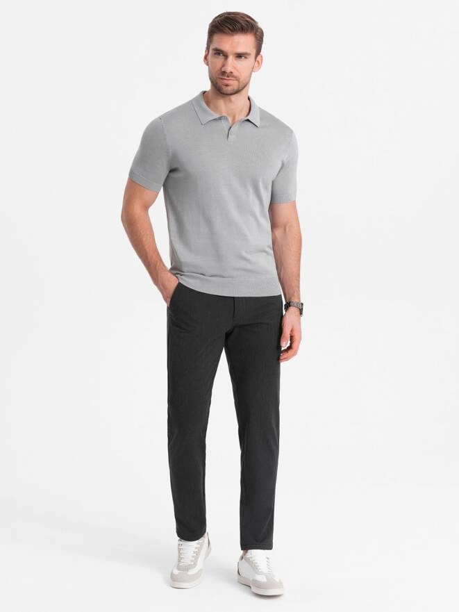 Elegantní pánské kalhoty SLIM FIT chino - grafitové V2 OM-PACP-0191